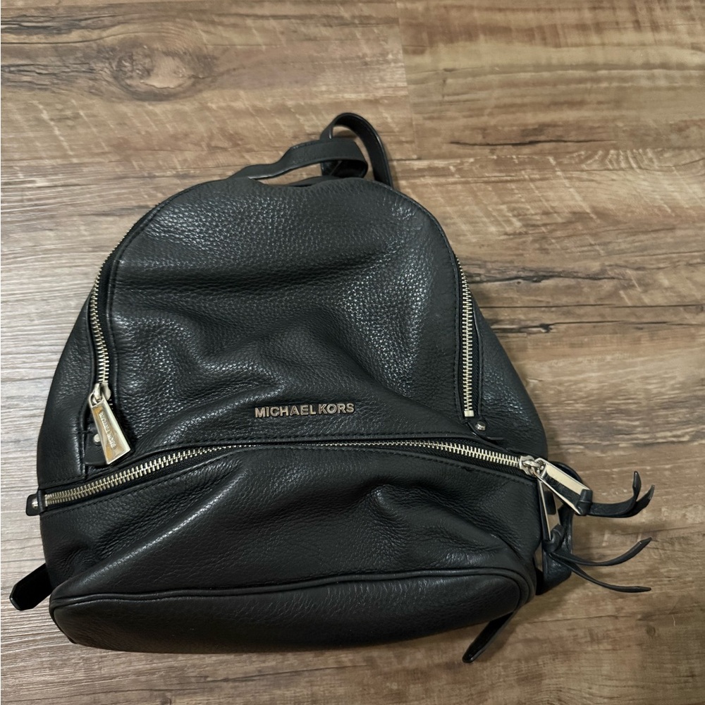 Michael Kors Black Pebbled Leather Backpack